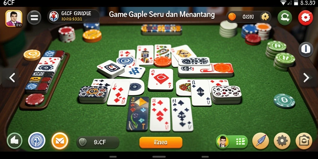 Tampilan permainan Gaple yang seru di aplikasi 6CF.