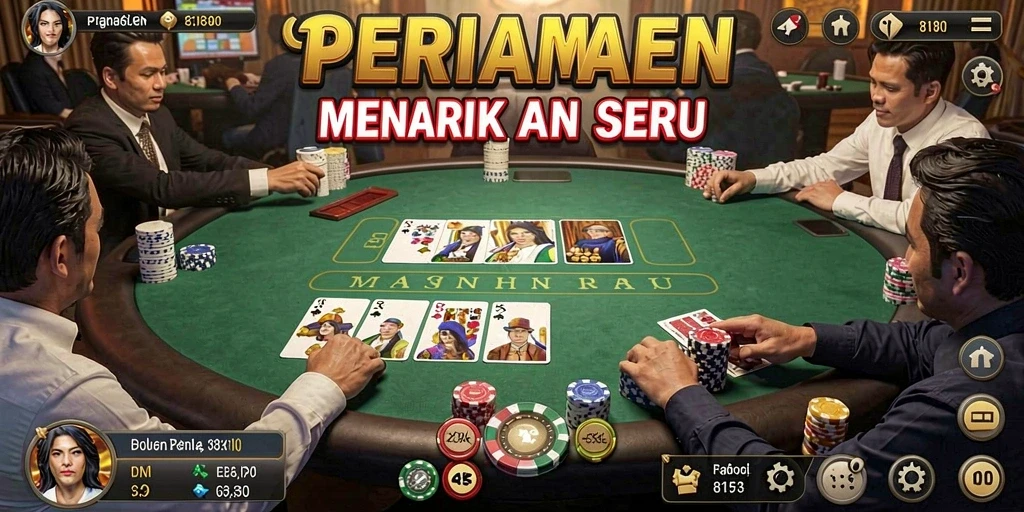 Tampilan gameplay Poker yang seru dan interaktif di 8180.