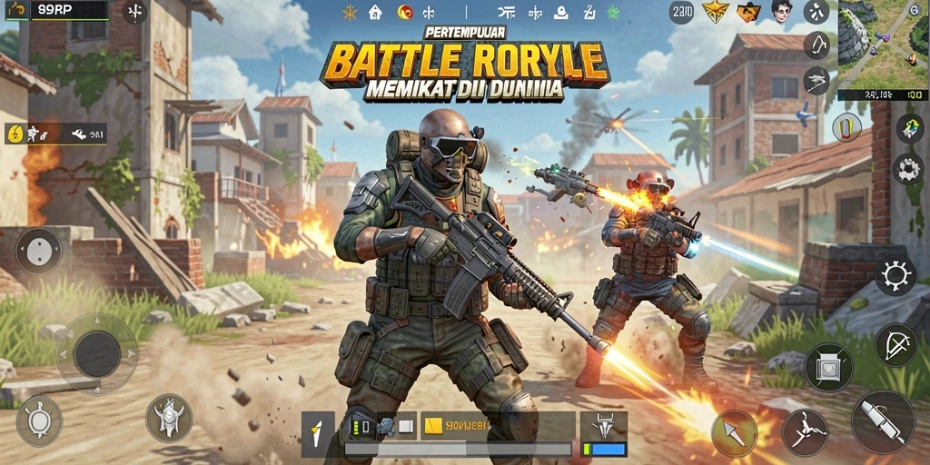 Gameplay seru 99RP dalam pertarungan Battle Royale.