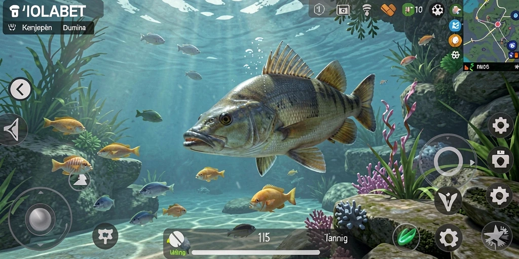 Tangkapan layar gameplay BIOLABET menunjukkan keindahan memancing di laut.