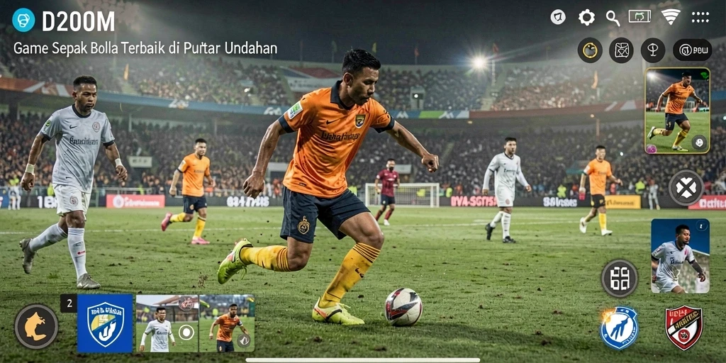 Gameplay D200M yang menarik dan realistis dalam sepak bola.