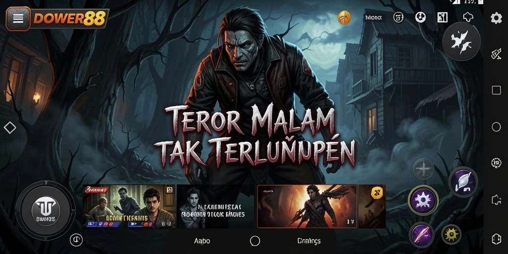 Screenshot gameplay DOWER88 menyoroti suasana kengerian yang menegangkan.