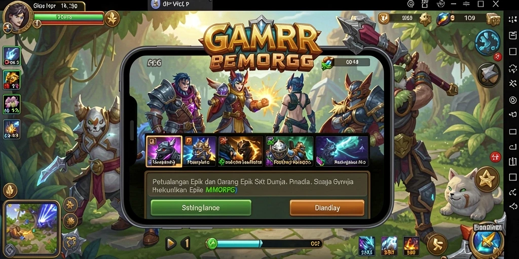 Screenshot utama GAMERP menampilkan aksi seru dalam gameplay MMORPG.