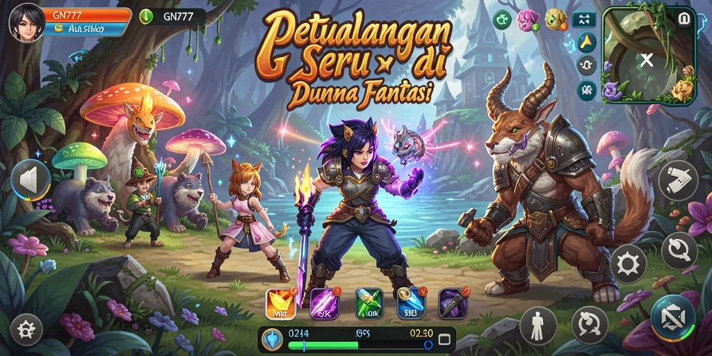 Screenshot gameplay GN777 menampilkan petualangan mendebarkan yang penuh warna.