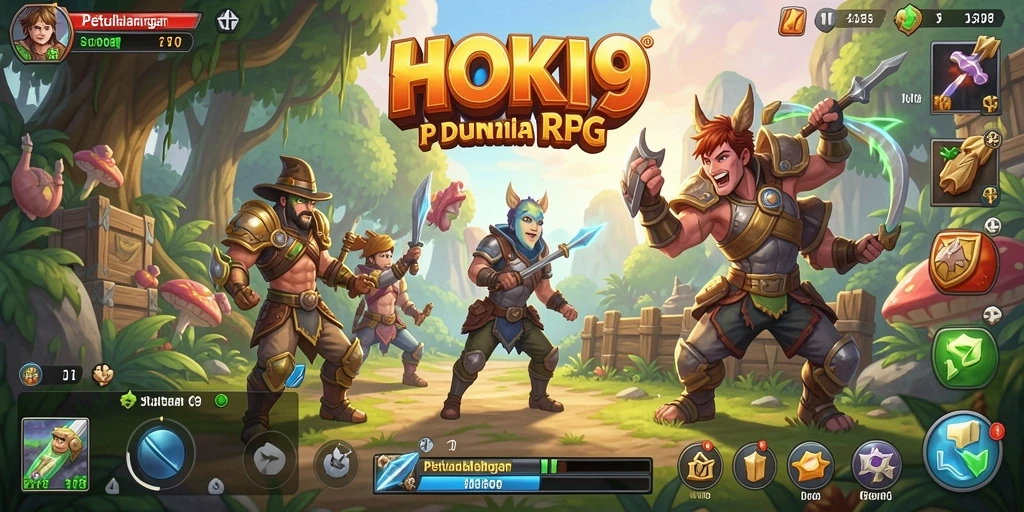 Screenshot utama HOKI9 menunjukkan aksi pertarungan yang seru dalam dunia RPG.