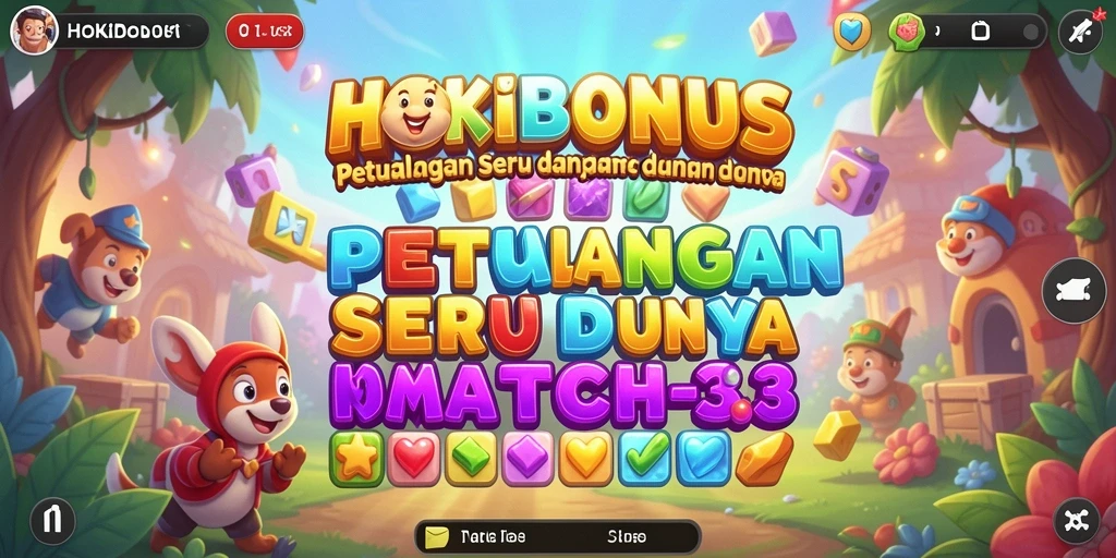 Screenshot HOKIBONUS menampilkan momen seru dalam gameplay Match-3.