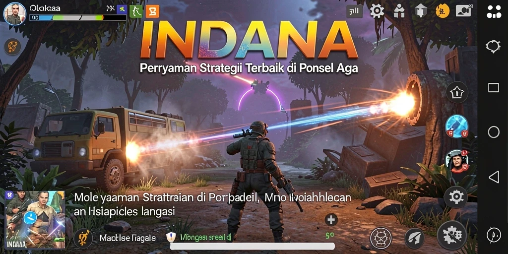 Screenshot gameplay <strong>INDAAA</strong> menampilkan aksi pertempuran yang strategis.