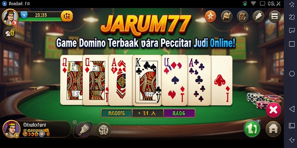 Tampilan gameplay menarik dari JARUM77 yang menampilkan strategi bermain Domino.