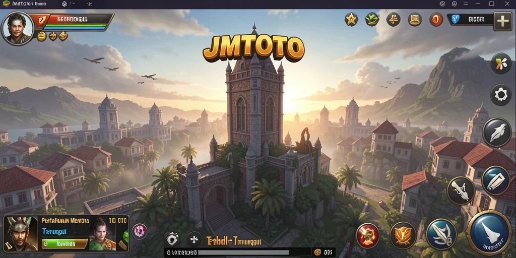 Tampilan gameplay menarik dari JMTOTO yang menggambarkan pertahanan menara.