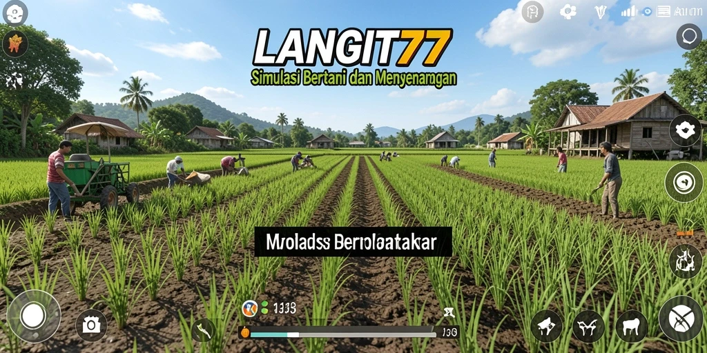 Screenshot dari gameplay LANGIT77 yang menunjukkan aktivitas bertani.