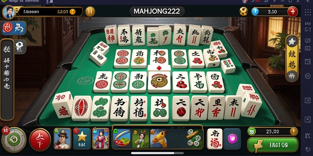 Tampilan gameplay seru di MAHJONG222 dengan tantangan Match-3.