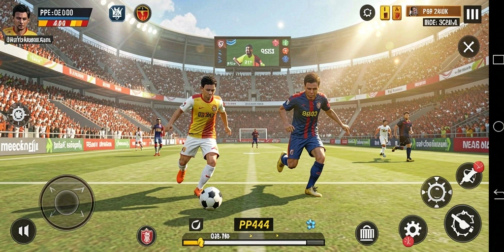 Screenshot gameplay PP444 menampilkan aksi olahraga yang mendebarkan.