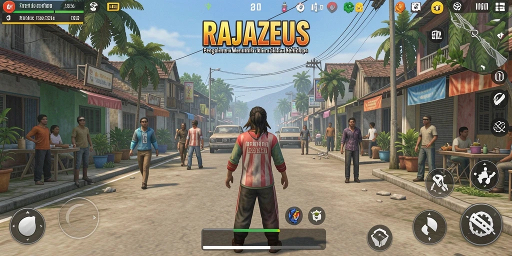 Tangkapan layar RAJAZEUS menampilkan gameplay simulasi yang menarik dan interaktif.