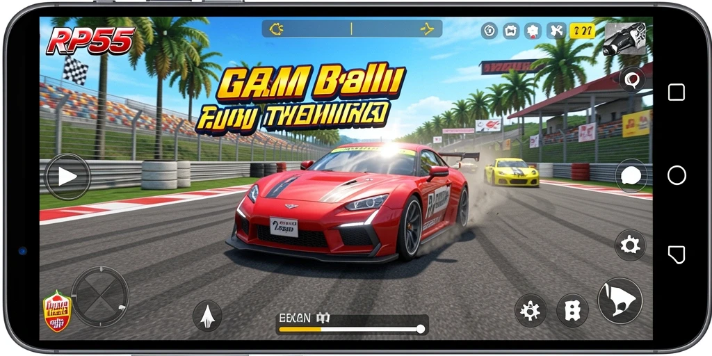 Gameplay RP55 yang menegangkan dan seru dalam balapan.