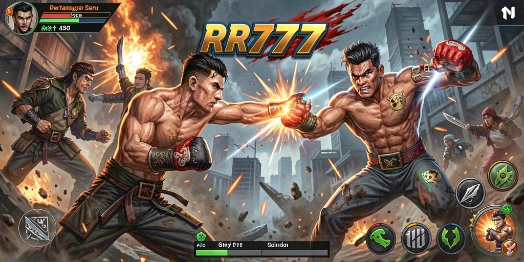 Tangkapan layar menampilkan pertarungan seru dalam gameplay RR777.