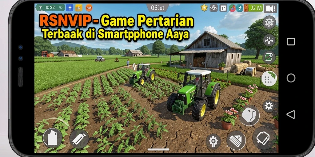 Screenshot gameplay RSNVIP dengan pertanian yang subur dan interaksi sosial.