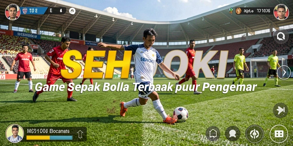 Screenshot gameplay SEHOKI yang menampilkan aksi sepak bola mendebarkan.