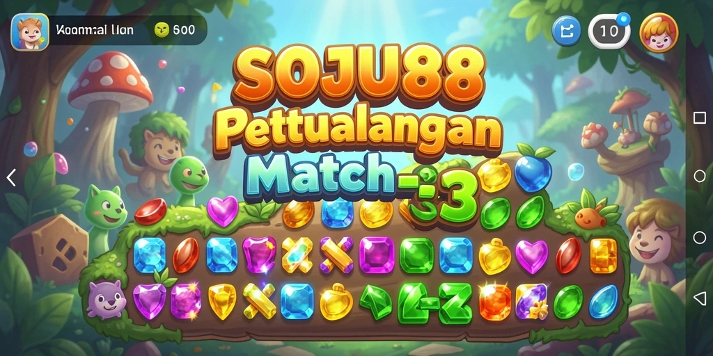 Tampilan gameplay menarik dari SOJU88 dengan tantangan Match-3.