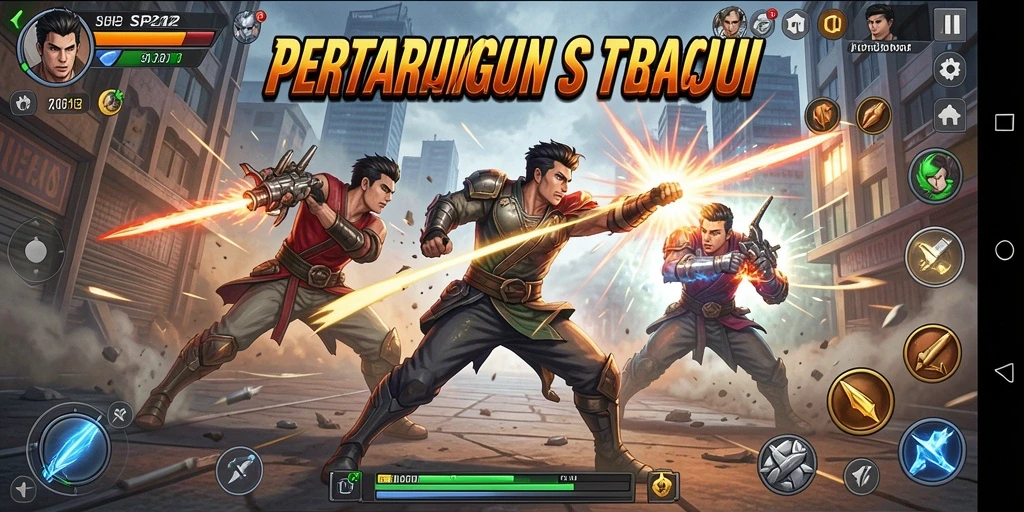 Screenshot SP212 menampilkan duel seru dengan karakter Fighting.