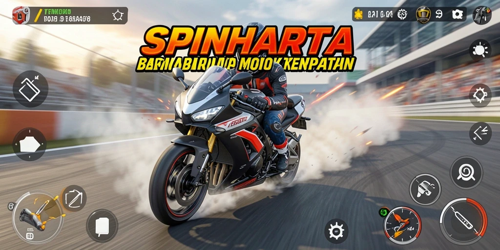 Tampilan gameplay SPINHARTA yang mendebarkan dan penuh aksi.