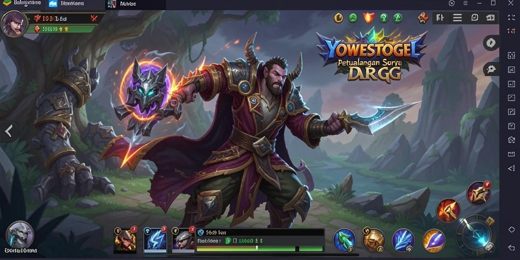 Screenshot menampilkan karakter bertarung di dunia fantasi YOWESTOGEL.